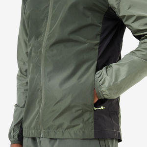 Veste coupe-vent à capuche pour homme, légère, sportive, d'extérieur, verte, en polyester, fermeture éclair, coupe classique - Product Image 5
