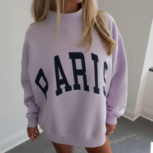 Sweat-shirt pour femme personnalisé, confortable, oversize, hiver, écologique, brodé, respirant, col montant, manches classiques, prix de gros abordable - Product Image 3