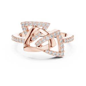 Bague pour femme ORION TWIST en diamant de laboratoire, or rose 18 carats plaqué rhodium, style minimaliste, idéale pour fiançailles, cadeau, soirée, mariage, usage quotidien, glamour - Product Image 1