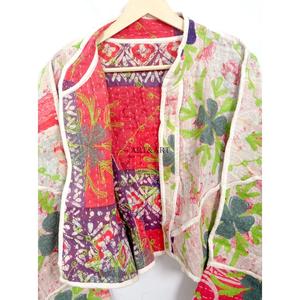 Beautiful Handmade 100% Cotton <b>Kantha</b> <b>Jacket</b> Mandarin Collar Full Sleeves Breathable Eco-Friendly All Season Fashionable Design - Product Image 4
