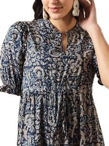 Robe indienne en coton imprimé Hand-Block Floral Summer Casual Wear fait à la main pour la Saint-Valentin Cadeau ODM Supply - Product Image 2