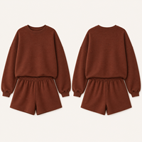 Ensemble Femme Deux Pièces Sweat Ribbed Oversize Avec Short Taille Élastique Printemps Été Lounge Fournisseur OEM Custom
