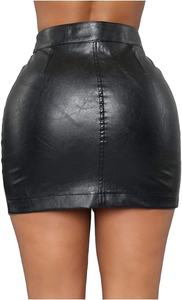 Jupe crayon mini en similicuir taille haute avec fermeture éclair sur le devant, tenue de club sexy pour femmes, coupe ajustée, couleur unie, style toutes saisons - Product Image 5