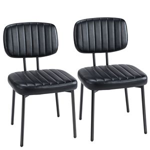 Ensemble de 2 chaises de salle à manger modernes du milieu du siècle, chaises de cuisine en similicuir avec structure solide pour salon, noir - Product Image 1