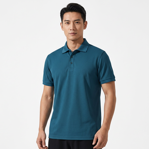 Men's Solid Color Short Sleeve Knitted <b>Polo</b> <b>Shirt</b> Regular Fit Casual Style <b>Blue</b> - Product Image 4