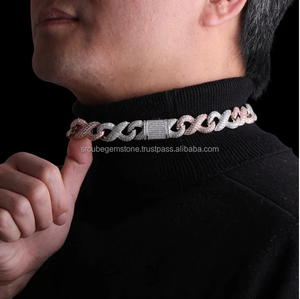 Corte grueso de 20mm para amantes Color de dos tonos Iced Out Infinite Miami Hip Hop Bling Rapper Ice VVS Clarity Cadena cubana de oro blanco - Product Image 3