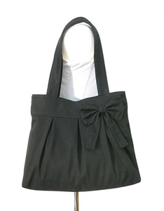Blue Textile Shopping Bag With <b>Bow</b> Detail Shoulder Length Handle Medium Size Daily Use for Women - Product Image 4
