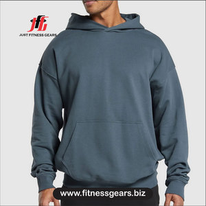 Men's Hooded Cotton Fleece Sweatshirt Solid Color Casual Pullover Autumn Wear Regular Fit - Product Image 1