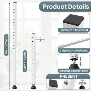 Barre de sécurité antivol réglable pour porte coulissante, bloque-fenêtre de 17 à 33 pouces avec embouts en caoutchouc, accessoire de sécurité pour porte et fenêtre domestique - Product Image 4