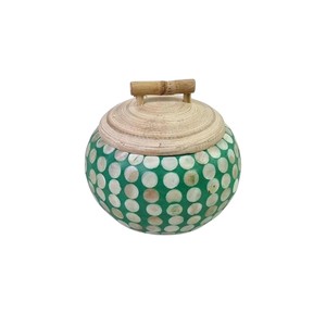 <b>Mother</b> Of Pearl Jars <b>Mother</b> Of Pearl Box Handcrafted Polka Dot Pattern Mosaic Shell Canister For Living Room Interior Art - Product Image 1