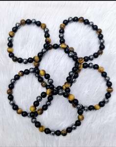 Bracelet triple protection original très demandé, en pierre œil de tigre naturelle et obsidienne noire, en gros. - Product Image 2