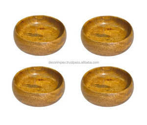 Export Quality Round Shape Wooden Bowls Durable and Food Safe Set of 4 Bowls for Sale in Bulk From India - Product Image 3