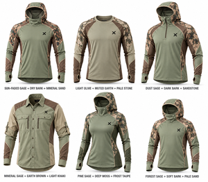Ropa Ligera de Caza con Protección Solar |   Camuflaje - Verde Oliva - Seis Colores |   Transpirable |   Sudadera con capucha y manga larga | - Product Image 5