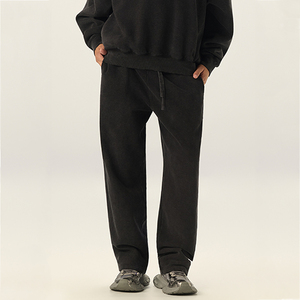 Men Fleece Cotton Vintage <b>Oversize</b> Sweat Pant Set Custom Heavyweight Wide Leg Acid Wash Distressed Baggy Joggers <b>Sweatpants</b> - Product Image 2