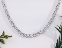 Collar de tenis de oro blanco con diamantes cultivados en laboratorio, brillante, con cadena de eslabones de cristal completo, joyería fina para fiesta para mujer