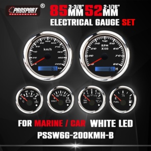 85Mm 52Mm Màu Đen 6 Máy Đo Thiết Lập Không Thấm Nước LED Đèn Nền Điện Đồng Hồ Tốc Độ Đo Tốc Độ Volt Nhiệt Độ Nước Mức Nhiên Liệu - Product Image 2