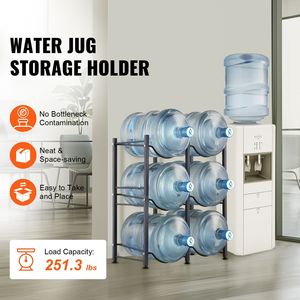 Portabottiglie d'acqua a 3 livelli per carichi pesanti, a doppia fila, per 6 bottiglie da 5 galloni, per uso in cucina - Product Image 1