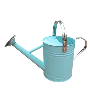 Arrosoir en métal au look fabuleux, finition bleu ciel, arrosoir décoratif pour l'intérieur et l'extérieur et porte-fleurs de table - Product Image 1