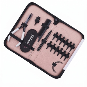 Kit de herramientas para extensiones de cabello Microlink de salón: Alicates de crimpado de cuentas de 2 orificios, gancho de tracción, herramienta de bucle de alambre, agujas para coser tramas - Product Image 1