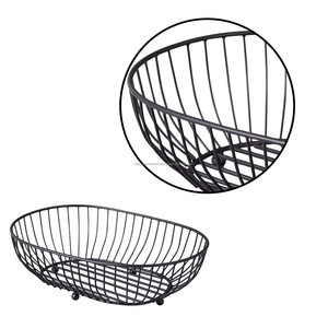 Cesta de fruta de alambre de Metal ovalada moderna, encimera de cocina negra mate, frutero para almacenamiento y exhibición, cesta de alambre al por mayor - Product Image 5