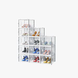 White Plastic Mesh <b>Shoe</b> <b>Storage</b> Box Big Size 12PCS 36*28*21cm Freely Combinable for Door <b>Storage</b> Pack of 12 - Product Image 2