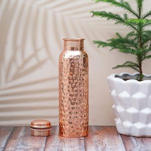Pure <b>Copper</b> Ayurvedic Reusable Water <b>Bottle</b> Premium Quality Classic Design with Lid Car Use Daily Gift Box Packaging - Product Image 6