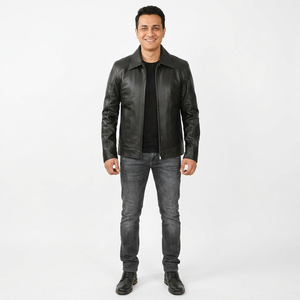 Men's Genuine <b>Leather</b> <b>Jacket</b>-Lavish Design High Quality Breathable & Coated Fabric Vintage Style for Autumn Season - Product Image 5