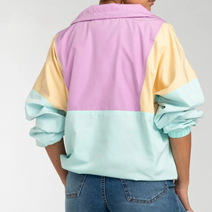 Unisex Hooded <b>Racer</b> <b>Jacket</b> Zipper Closure Sporty Color Blocking Windproof Polyester Spring Season Regular Fit - Product Image 6