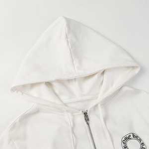 Sweat-shirt à capuche pour femme, broderie florale blanche, manches longues, vêtements décontractés d'automne, tricot en coton - Product Image 3