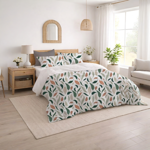 Cotton Duvet Cover <b>Set</b> Lightweight Breathable <b>Comforter</b> Cover with Pillowcases, Zipper Closure - Product Image 3