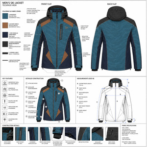 Veste de ski imperméable à capuche pour homme, en polyester respirant, coupe-vent, color-block, pour activités de plein air - Product Image 6