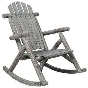 Silla Mecedora de Madera Resistente Color Gris Claro para Porche, Silla Mecedora de Madera de Abeto para Patio Exterior - Product Image 2