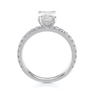 Diamante Cultivado en Laboratorio con Corte Radiante, Certificado IGI, 1.50 CTW, Banda Pavé, Oro Sólido de 14K, Chapado en Rodio, Anillo Solitario de Lujo para Regalo de Boda - Product Image 2