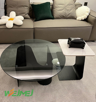 Table basse de luxe nordique en marbre avec plateau en verre, pieds personnalisables, ensemble table basse et table à thé, table basse ronde moderne
