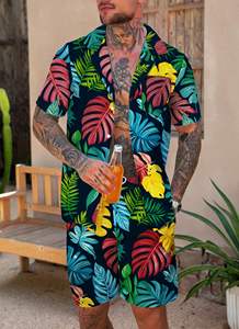 Ensemble chemise et short pour homme, imprimé, manches courtes, boutonné, assorti, été, plage, vacances, coloré - Product Image 6