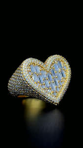 Bague Femme Coeur Amour Moissanite Baguette Pierre Précieuse Anti-allergie Argent 925 Perle de Luxe Plaqué Or 18K Bijoux Style Hip Hop - Product Image 2