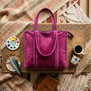 Bolso Tote de Lujo de Terciopelo de Algodón para Mujer, Acolchado, con Cremallera Abierta, Doble Asa, Interior Espacioso, Gran Capacidad, Bolso de Hombro - Product Image 1