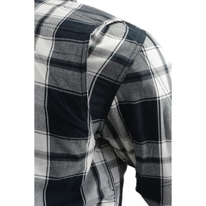 <b>Men</b>’s Charcoal Black White Plaid <b>Flannel</b> Work <b>Shirt</b> Heavy Duty Long Sleeve Checkered Utility <b>Shirt</b> Dual Chest Pockets Outdoor OE - Product Image 3