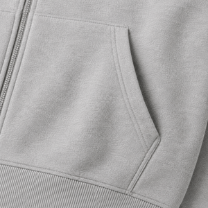 Sweat-shirt à capuche zippé pour homme, gris uni, en polaire, coupe classique, pour l'automne - Product Image 4