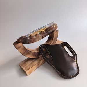Navaja Plegable Multiusos con Hoja de Acero de 20.8cm, Punta de Gota, Perilla de Pulgar, Mango de Madera, Diseño Artístico, 0.5mm, 6.7in de Longitud Total, Afilada - Product Image 5