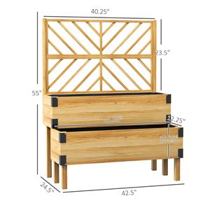 Fioriera a 2 livelli in legno con traliccio, letto rialzato naturale per orto con eleganti recinzioni e cancelli - Product Image 5