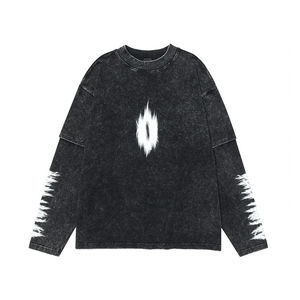 T-shirt décontracté pour hommes à manches longues double couche, délavé à l'acide, personnalisé par les fabricants - Product Image 1