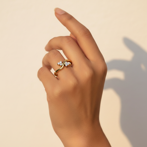 HandMade 10k Gold Flower <b>Ring</b> Manufacturer Custom Design VVS1 Lab Grown Diamond Minimalist <b>Open</b> Bypass <b>Ring</b> - Product Image 3