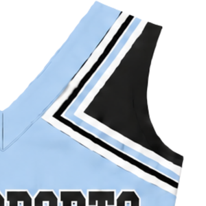Haut d'uniforme de cheerleading bleu ciel sans manches à col en V pour femmes et filles, idéal pour la performance, la danse d'équipe, l'entraînement et la compétition - Product Image 4