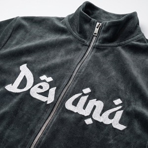Chándal de terciopelo personalizado unisex verde con media cremallera, cuello alto, ropa deportiva informal, bordado, estampado, bolsillos laterales, secado rápido para primavera - Product Image 2