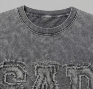 Camiseta Oversize para Mujer con Bordado Desgastado, Hombros Caídos, Tallas Grandes, Cuello Redondo, Manga Corta, Holgada, Ecológica, de Alta Calidad - Product Image 4