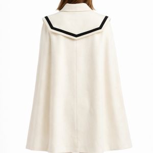 Abrigo largo con cuello marinero para mujer, elegante abrigo tipo capa con botones al frente, moderno, suave y clásico para invierno. - Product Image 4