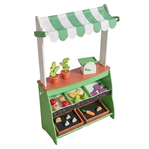 Juguete de puesto de mercado de madera MDF ecológico para niños con toldo, báscula, pizarra y contenedores de almacenamiento para juego de rol - Product Image 2