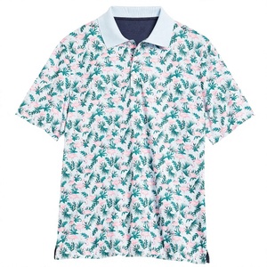 Polo à manches courtes pour homme avec imprimé, design décontracté en polyester respirant tricoté - Product Image 1