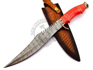 New Edition Customizable Damascus Steel Bowie Hunting <b>Knife</b> w/Red Stone Brass Handle Fixed Blade Camping <b>Knife</b> Survival <b>Knife</b> - Product Image 5